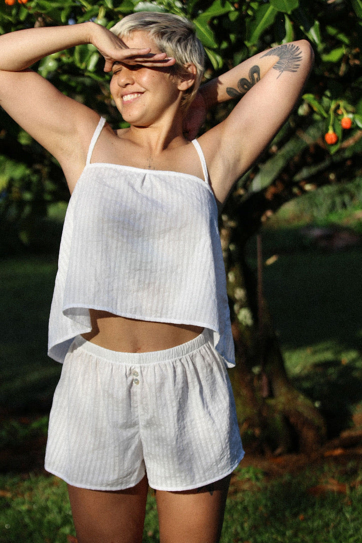 The Easy Boxer Short - White Daisy